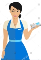 Friendly female shop assistant holding payment terminal in her hand to provide payment by credit card pincode. Flat modern illustration of smiling woman wearing uniform isolated on white background